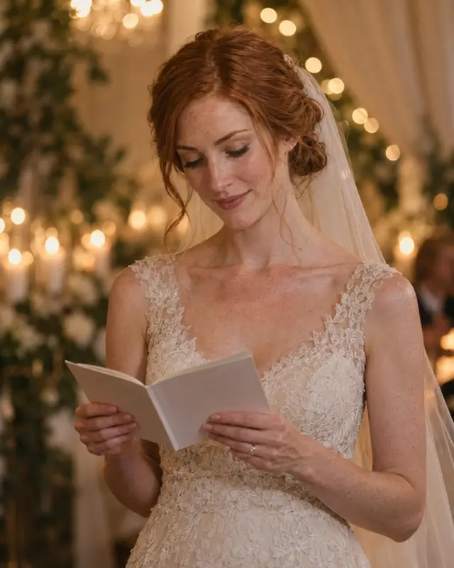 A bride giving her speech at the reception