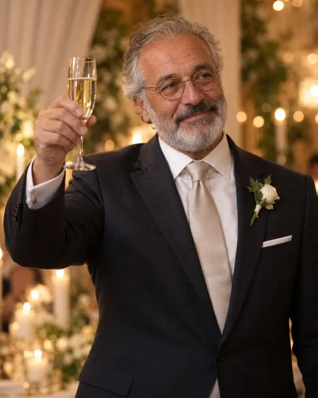 A father of the bride raising a toast to his daughter