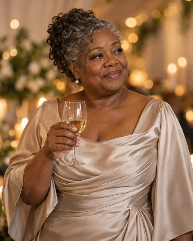 A mother of the groom speaking at the wedding dinner